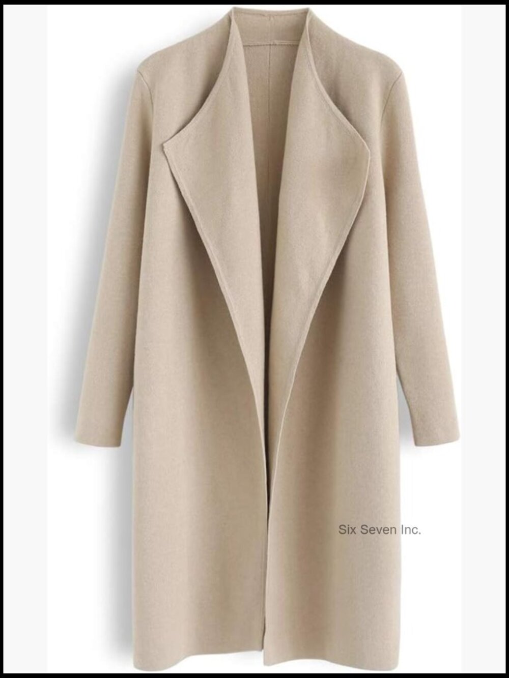 Classic Open Front Knit Cardigan Coat with Pockets
